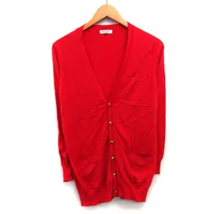 ロペピクニック ROPE Picnic ニット カーディガン 無地 シンプル 切替リブ 長袖 Vネック コットン 綿 38 レッド 赤 /HT9