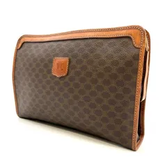 【良品】CELINE セリーヌ トリオンフ マカダム クラッチバッグ セカンドバッグ ブラウン 茶色 レディース ユニセックス 男女兼用