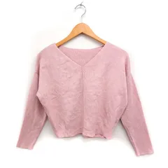 フリーズマート Free's Mart Vネック ニット セーター 長袖 クロップド丈 無地 FR ピンク /FT23