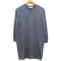 B&Y ユナイテッドアローズ BEAUTY&YOUTH ビューティー&ユース ニット ワンピース チュニック Iライン ミニ 膝上 シンプル 長袖 Vネック ウール混 グレー 灰 /HT24