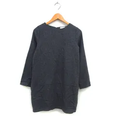 アースミュージック&エコロジー EARTH MUSIC & ECOLOGY ワンピース Iライン ミニ ウール混 タック ボートネック バックジップ 長袖 M グレー /NT28