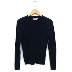 イクシーズ IXI:Z Vネック ニット セーター ケーブル編み コットン 綿 リブ 長袖 M 黒 ブラック /NT10