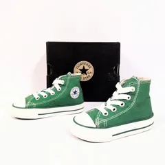 箱付き◎ベビーサイズ◎【CONVERSE】コンバース スニーカー ハイカット シューズ 7J791 ALLSTAR オールスター ライン 定番 人気 カジュアル ロゴ キャンバス ベビー キッズ グリーン 緑 12.5cm M43075HH