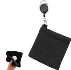 Waterproof Keychain Buckle, Convenient Carabiner and Golf Cleaning Tool, 14*14cm (Black), Golf Ball Cleaning Towel, Golf Ball Cleaner, Towel, Golf