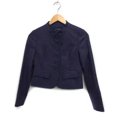 グリーンレーベルリラクシング ユナイテッドアローズ green label relaxing スタンドカラー ジャケット シルク混 カシミヤ混 ウール ラメブレンド 36 パープル 紫 /FT46