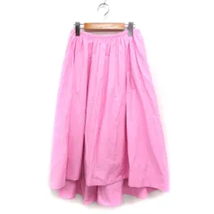 チェスティ Chesty ギャザー フレア スカート ロング丈 無地 コットン 綿 0 ピンク /FT3