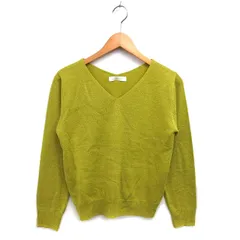 ディスコート Discoat Vネック ニット セーター リブ ラメ混 ワイド クロップド 長袖 S 黄 イエロー /NT33