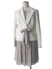 SUGRE シュガー フォーマルスーツ セットアップ 4WAY ジャケット シュガー インナー 胸当て リボン シフォンスカート ホワイト パーティ 9号 Mサイズ 入学式 レディース E621L