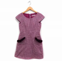 プロポーション ボディドレッシング PROPORTION BODY DRESSING ツイード フレア ワンピース ミニ キャップスリーブ フェイクファー 2 ピンク /FT32