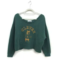 ロデオクラウンズ Rodeo Crowns トレーナー スウェット ワイド クロップド コットン 綿 リブ プリント 長袖 F 緑 グリーン /NT5
