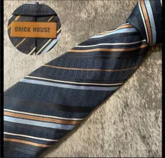 BRICK HOUSE ブリックハウス ネイビー ストライプ シルク ネクタイ[MSE268]