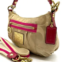 【良品】 coach y2k poppy bigsignature 2way shoulderbag handbag canvas brown コーチ ポピー 2way ショルダーバッグ