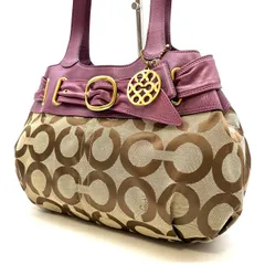 【良品】 coach y2k signature canvas leather handbag brown ladies コーチ シグネチャー ハンドバッグ