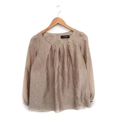 グリーンレーベルリラクシング ユナイテッドアローズ green label relaxing ブラウス シャツ プルオーバー ギャザー ボーダー F ブラウン 茶 /KT25