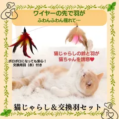 ランダムに飛び回る羽根に 猫ちゃん 大興奮 ★ 軽量 ワイヤー 猫じゃらし本体＆交換用羽付き
