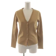 ハロッズ Harrods カーディガン 茶 ブラウン 長袖 Vネック フリル前立て /AN73 ■MA