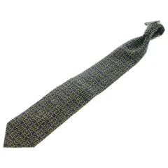 GUCCI (グッチ) 鎖柄 総柄 ネクタイ ゴールド/ネイビー