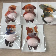【訳あり】【5枚セット】柴犬シール　ぷにぷにシール 3Dお腹  マシュマロ触感 かわいい スクイーズ ステッカー ストレス解消 携帯電話 手帳 デコレーション用