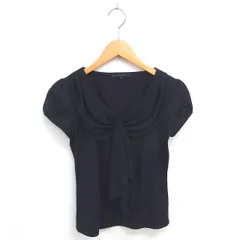 アナイ ANAYI カットソー ブラウス ボウタイ ドレープ 半袖 38 黒 ブラック /TT