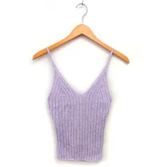 ロキシー ROXY タグ付き ニット キャミソール リブ ショート コットン 綿 S 紫 パープル /NT25
