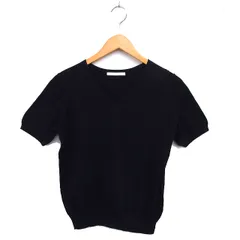 アーバンリサーチ ドアーズ URBAN RESEARCH DOORS Vネック ニット セーター コットン 綿 リブ ハイゲージ 無地 半袖 One 黒 ブラック /NT13