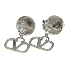 VALENTINO GARAVANI (ヴァレンチノガラヴァーニ) Crystal Drop Pierce クリスタルドロップピアス ロゴモチーフピアス イヤリング ZW2J0H29YCW シルバー
