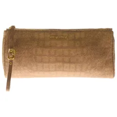 miumiu (ミュウミュウ) クロコ型押し ラメ加工 クラッチバッグ ポーチ ブラウン 5N1455