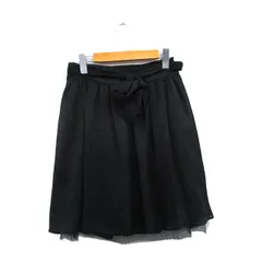 レッセパッセ LAISSE PASSE フレア スカート ミニ リボン シンプル 36 ブラック 黒 /KT27
