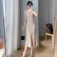 送料無料 ニットワンピース レディース ニット タイト ワンピース 可愛い ロングワンピース ロングワンピ 長袖 秋服 春服 おしゃれ