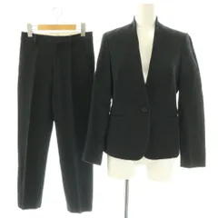 ユナイテッドアローズ UNITED ARROWS UBCB スラブ Vノーカラージャケット パンツスーツ セットアップ 34 36 ダークネイビー /ES ■OS