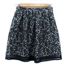 ジルスチュアート JILL STUART フレアスカート ミニ丈 総柄 0 XS 紺 ネイビー オフホワイト /HO10