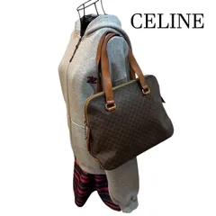 セリーヌ　CELINE　トリンオフ　PVCレザー　マカダム柄　ブラゾン　ゴールドファスナープル　ハンドバッグ　肩掛けハンド