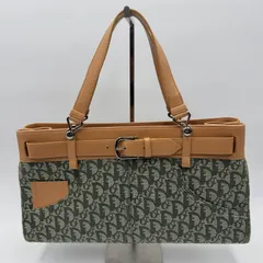Christian Dior（クリスチャンディオール）トロッター トートバッグ キャンバス×レザー カーキ系