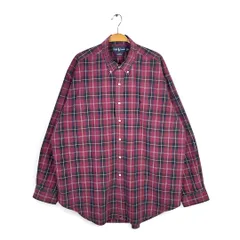 90s ラルフローレン ブレイク ボタンダウンシャツ ワンポイントロゴ 赤チェック RALPH LAUREN BLAKE サイズXL 古着 CA1522