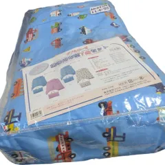 【アウトレット品】新品未開封 フジキ Wガーゼ携帯用布団7点セット　くるまパーク　(ブルー)　お昼寝布団セット　日本製のサムネイル
