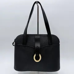 Christian Dior（クリスチャンディオール） ヴィンテージ ロゴ総柄 ハンドバッグ ブラック レザー×PVC ゴールド金具