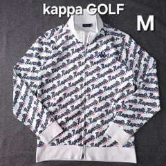 【👌値下げ交渉受付中】美品 Kappa GOLF メンズ M 春 薄手 ブルゾンジャケット 総柄 ロゴ ホワイト トリコロール ストレッチ カッパ