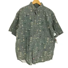 コールマン COLEMAN 総柄 魚 釣り竿 キャンプ 1ポケット B.D S/S コットン シャツ メンズ import：L のサムネイル
