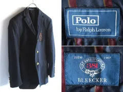 イタリア製 Polo by Ralph Lauren ラルフローレン BLEECKER エムブレムロゴワッペン 金釦 コットン 3Bテーラードジャケット 紺ブレザー 36 ネイビー