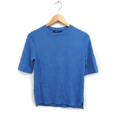 ナノユニバース nano universe 半袖 ニット セーター 丸首 無地 シンプル F ブルー 青 /FT24