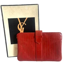  YVES SAINT LAURENT  イヴサンローラン クラッチバッグ レッド レディース【NE2】