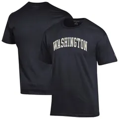 チャンピオン メンズ トップス Tシャツ Mens Champion Black Washington Huskies Basic Arch TShirt Wsh Black ブラック