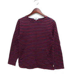 エーグル AIGLE ボーダー Tシャツ カットソー 長袖 ボートネック コットン 綿 S ネイビー 紺 レッド 赤 /FT30