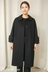 レディース ウール ブラック カラー ロングコート