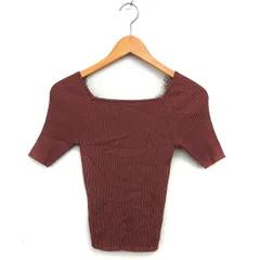 リリーブラウン Lily Brown レース ニット リブ カットソー ラグランスリーブ クロップド 五分袖 ONE 茶 ブラウン /NT2