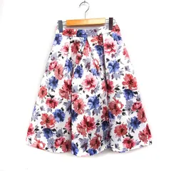 トランテアン ソン ドゥ モード 31 Sons de mode フラワープリント タック フレアスカート ミディ丈 36 ホワイト 白 /FT19