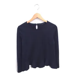 アナイ ANAYI カットソー ニット ボートネック 薄手 フレア ウール 長袖 38 ネイビー 紺 /TT