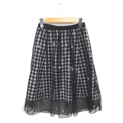 フェルゥ Feroux フレア スカート ひざ下丈 チェック 刺繡 チュール 薄手 1 ブラック ホワイト 黒 白 /TT 