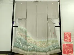 平和屋着物●極上　本加賀友禅作家　百貫華峰　色留袖　群鳥樹林花文　枯野色地　暈し染め　逸品　DZAB4640kh6
