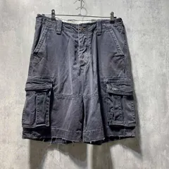 古着 ABERCROMBIE&FITCH ハーフ綿パン ハーフカーゴパンツ サイズ16 ブラック アバクロンビー&フィッチ
